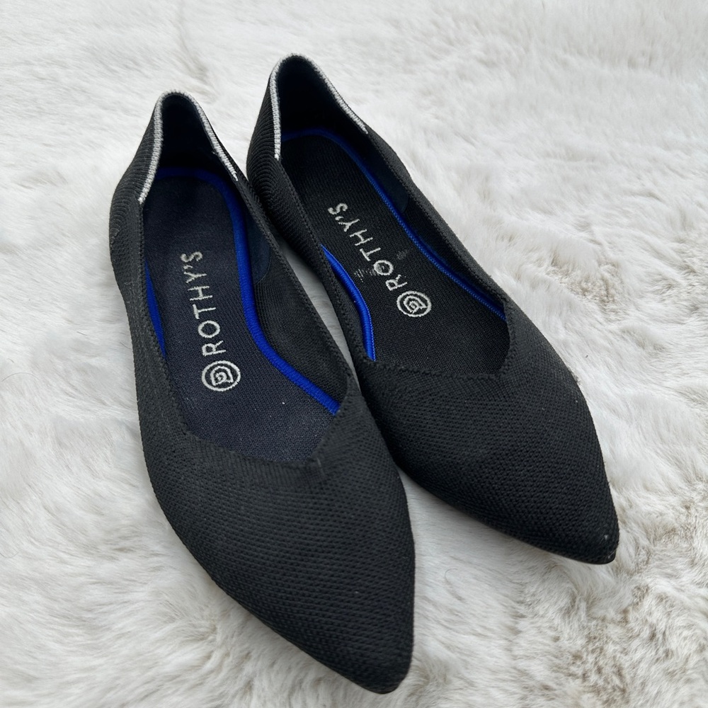 Rothy's The‎ Point Black Flat Slip on Shoes Womens size 8.5